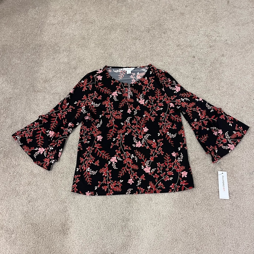 Liz Claiborne Floral Wide Sleeve Blouse